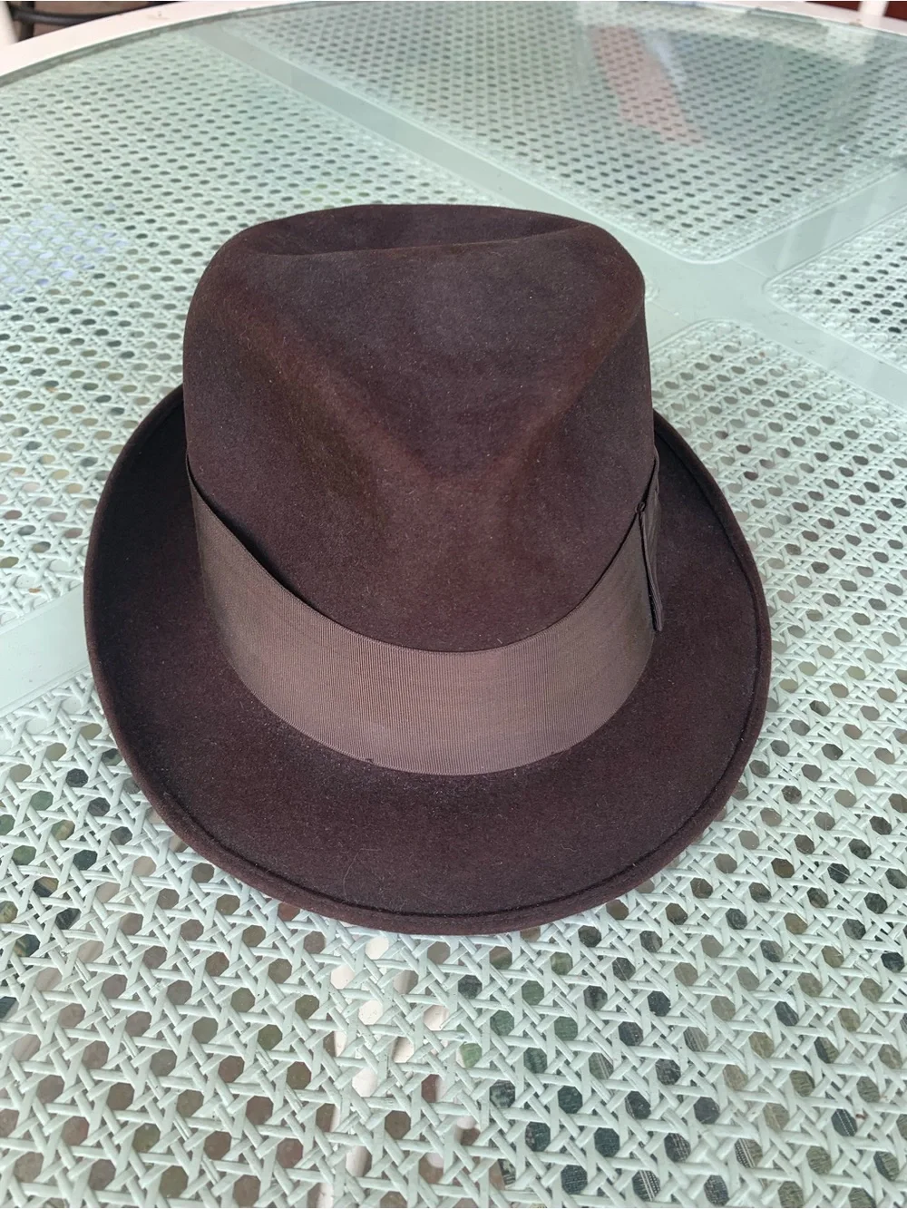 Vintage Classic Fedora Ribbon Band 50s 60s Wynewood Genuine Fur Felt Mens 7 1/8